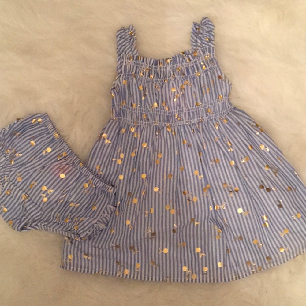 Striped Dress With Golden Cherries